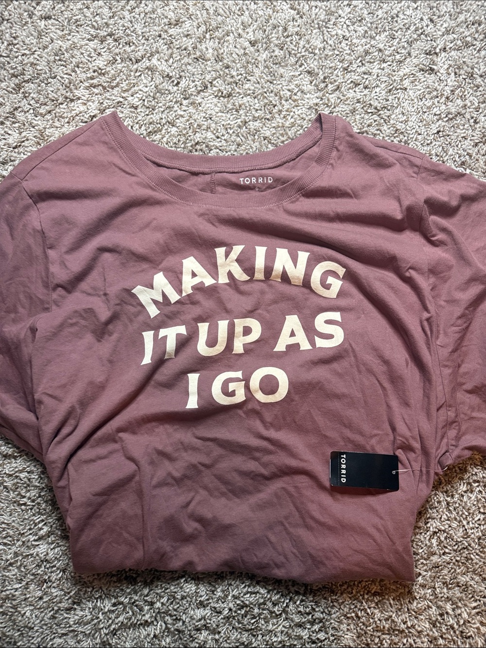 torrid mauve graphic tee with cream text